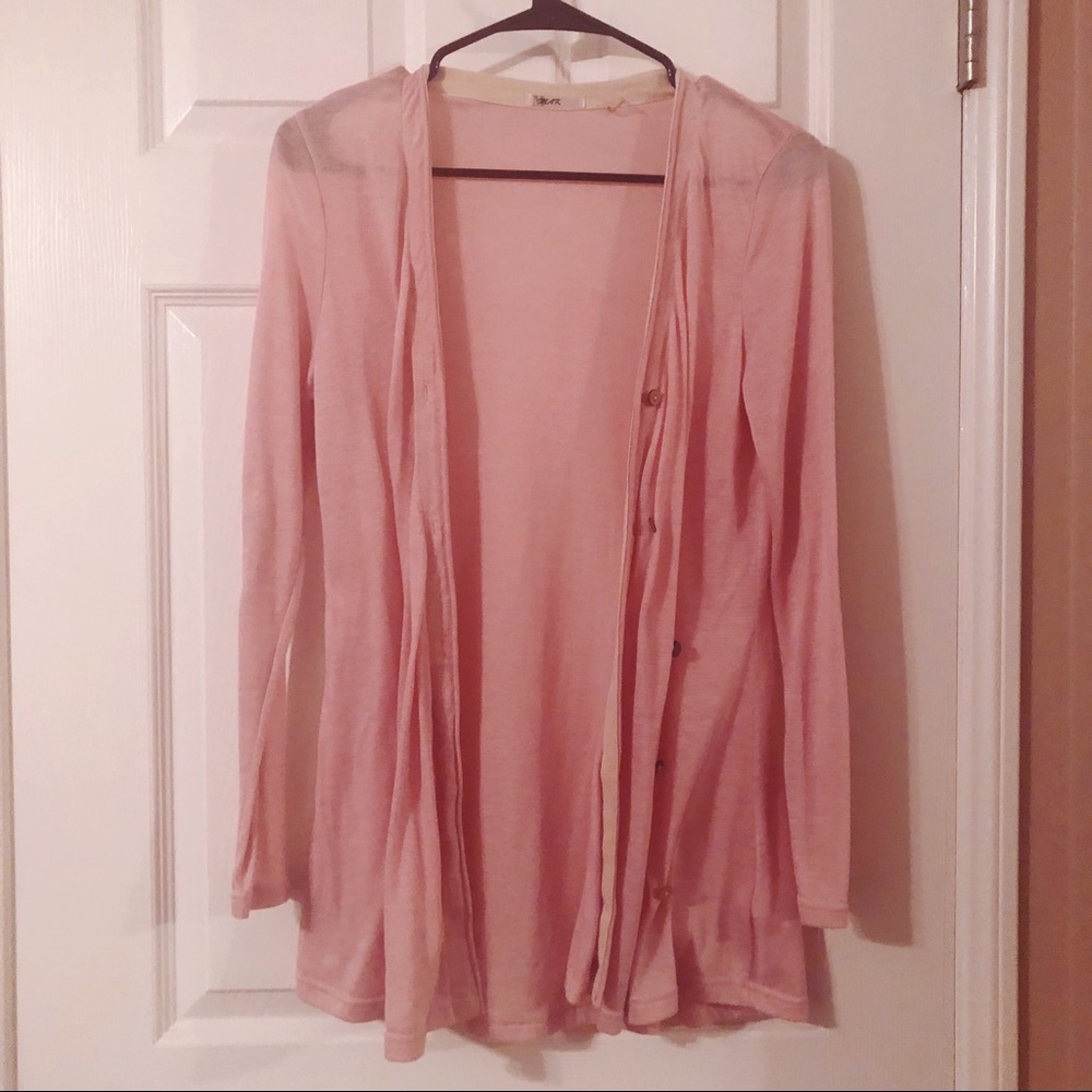 Lightweight sheer pink cardigan by Mak